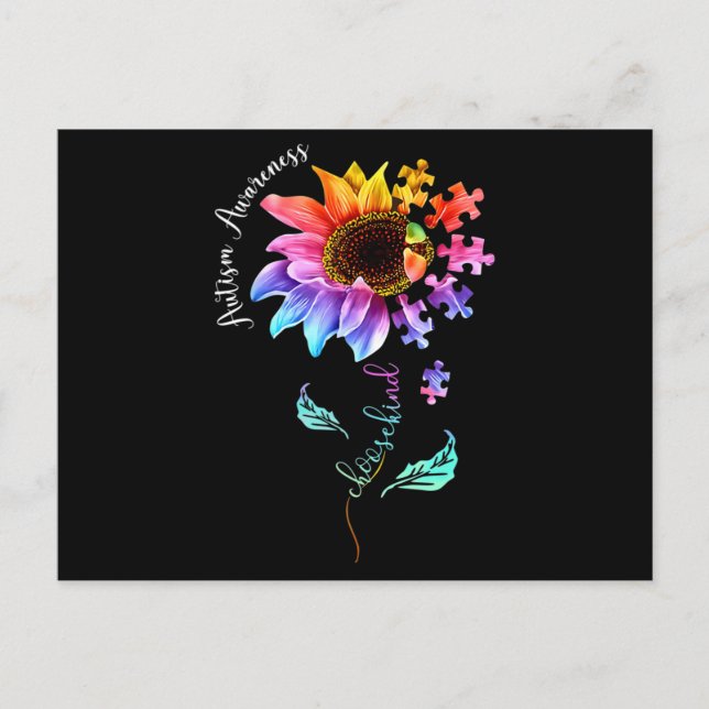 Autism Awareness Acceptance Women Mum Teacher Choo Postcard (Front)