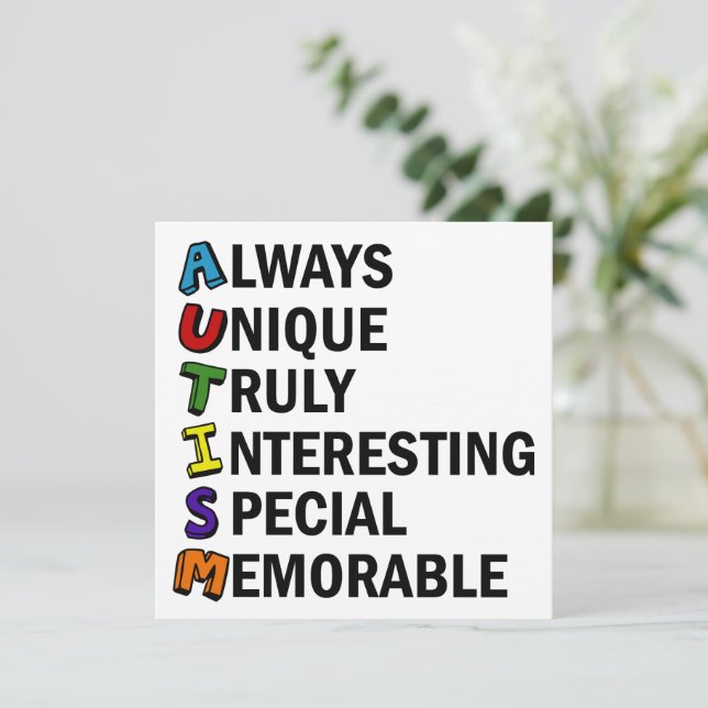Autism Awareness Acrostic Cute Rainbow Word Poem (Standing Front)