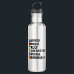 Autism Awareness Acrostic Cute Rainbow Word Poem 710 Ml Water Bottle<br><div class="desc">A beautiful acrostic word poem for Autism. Always Unique Truly Interesting Special Memorable. Great positive attributes of being autistic to show you are proud of being on the spectrum. Acronyms are so cool.</div>