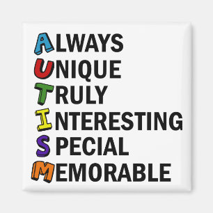 Autism Awareness Acrostic Cute Rainbow Word Poem Magnet