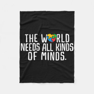 Autism Awareness All Kinds Of Minds Autistic Suppo Fleece Blanket