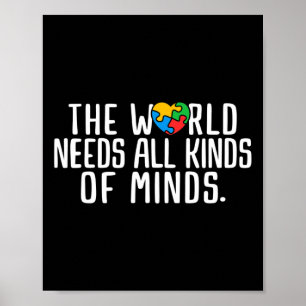 Autism Awareness All Kinds Of Minds Autistic Suppo Poster