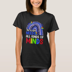 Autism Awareness All Kinds Of Minds Rainbow Leopar T-Shirt