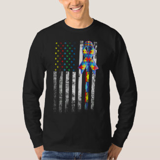 Autism Awareness American Flag Distressed Tee