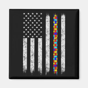 Autism Awareness American Flag Magnet