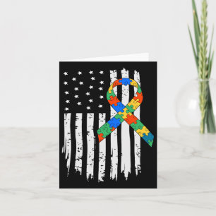 Autism Awareness American Flag Puzzle Autism Usa F Card