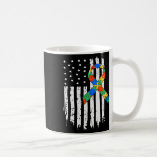 Autism Awareness American Flag Puzzle Autism Usa F Coffee Mug