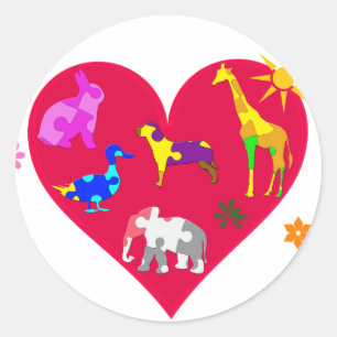 Autism Awareness Animals Classic Round Sticker