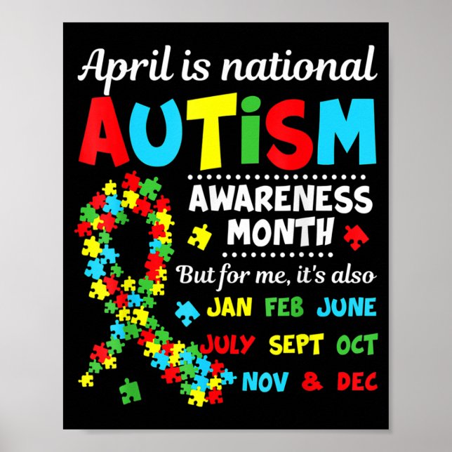 Autism Awareness - April is National Autism Awaren Poster (Front)