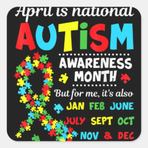 Autism Awareness - April is National Autism Awaren Square Sticker