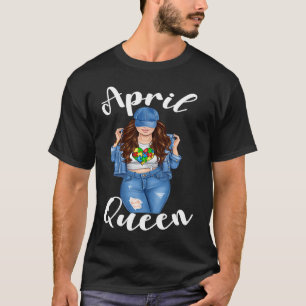 Autism Awareness April Queen Brunette Autism Mum W T-Shirt