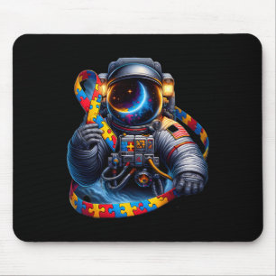 Autism Awareness Astronaut Yellow Red Blue Dog Rib Mouse Pad