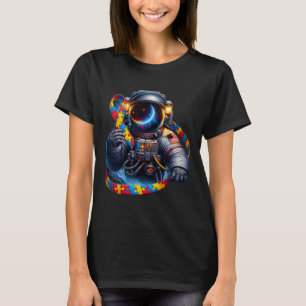 Autism Awareness Astronaut Yellow Red Blue Dog Rib T-Shirt