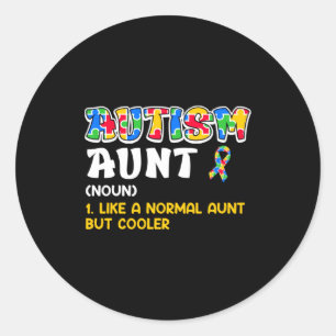 Autism Awareness Aunt Autistic Child Diversity 3 T Classic Round Sticker