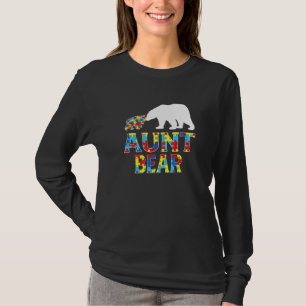 Autism Awareness Aunt Bear Puzzle Support Autistic T-Shirt