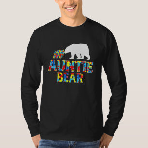 Autism Awareness Auntie Bear Puzzle Support Autist T-Shirt