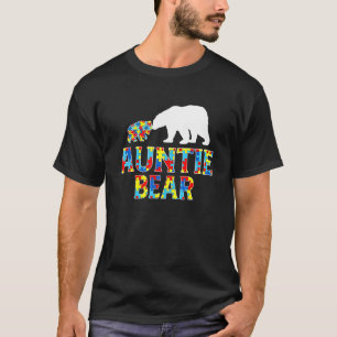 Autism Awareness Auntie Bear Puzzle Support Autist T-Shirt