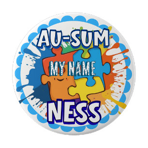 Autism Awareness Ausomeness pin badge