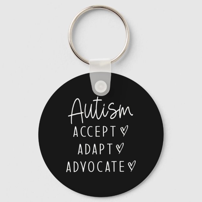 Autism Awareness Autism Accept Adapt Advocate  Key Ring (Front)