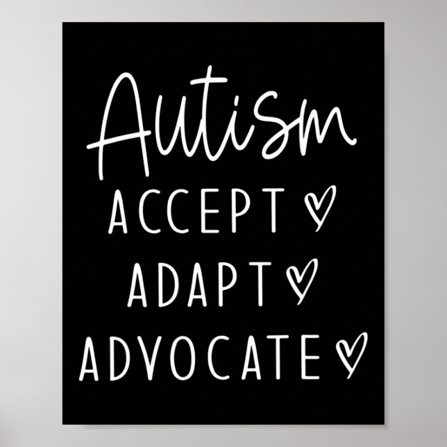 Autism Awareness Autism Accept Adapt Advocate  Poster (Front)