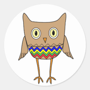 Autism Awareness Autism Colours Owl ZigZag Chevron Classic Round Sticker