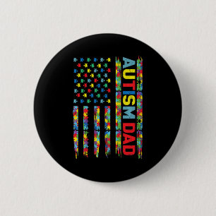 Autism Awareness Autism Dad America Flag Puzzle G 6 Cm Round Badge