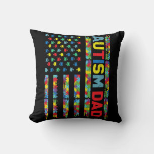 Autism Awareness  Autism Dad America Flag Puzzle G Cushion