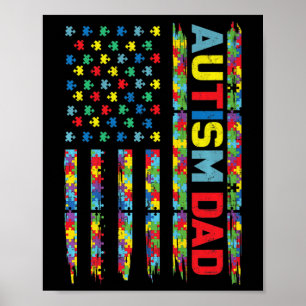 Autism Awareness Autism Dad America Flag Puzzle G Poster