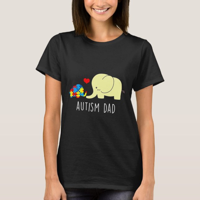 Autism Awareness Autism Dad Elephant T-Shirt (Front)