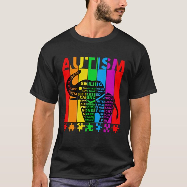 Autism Awareness Autism Elephant Support Autism T-Shirt (Front)