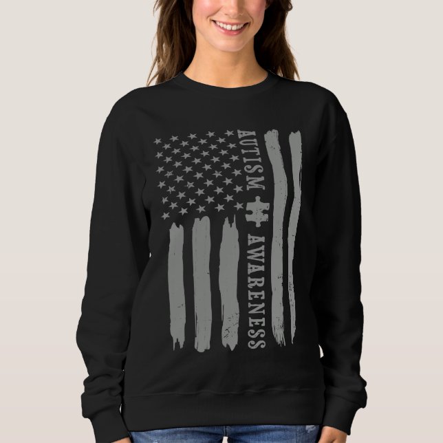 Autism Awareness  Autism Flag  Puzzle Piece Sweatshirt (Front)