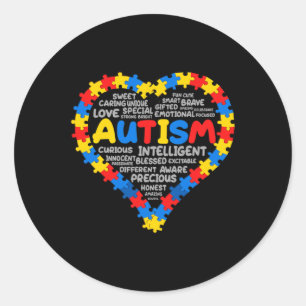 Autism Awareness Autism Heart Autism 1 Classic Round Sticker