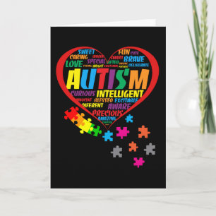 Autism  Awareness Autism Heart Typography Card