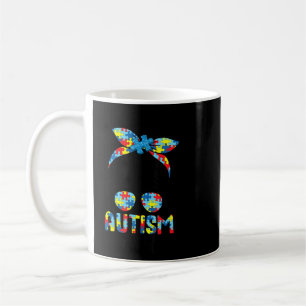 Autism Awareness Autism Mum Life Messy Hair Bun Mo Coffee Mug