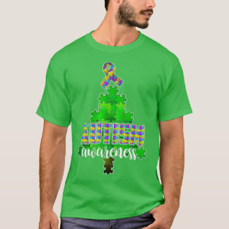 Autism Awareness Autism Puzzle Christmas Tree T-Shirt