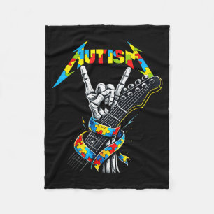 Autism awareness autism skeleton guitar player roc fleece blanket