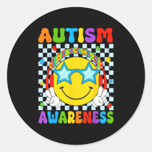 Autism awareness autism squad support funny puzzle classic round sticker