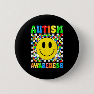 Autism awareness autism squad support smile face 6 cm round badge