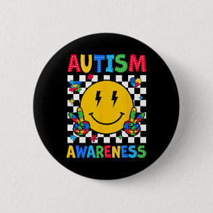 Autism Awareness Autism Squad Support Smile Face W 6 Cm Round Badge