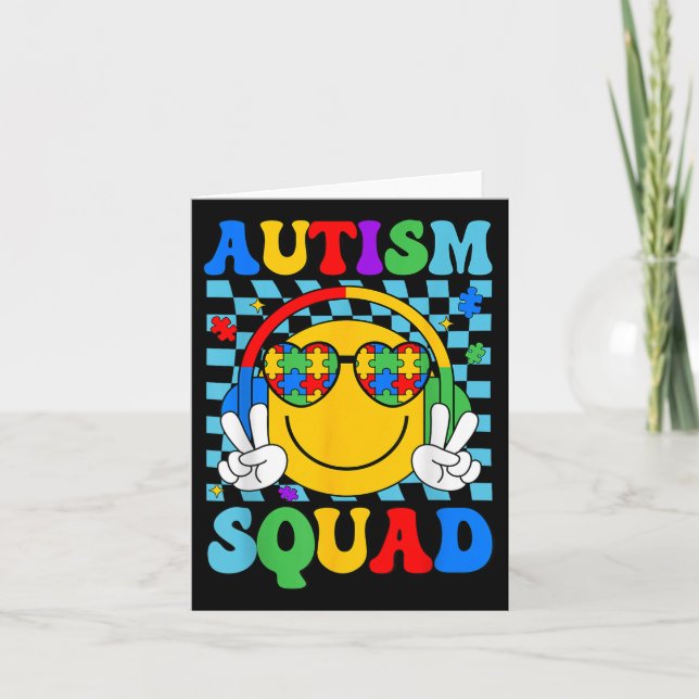 Autism Awareness Autism Squad Support Smile Face W Card (Front)