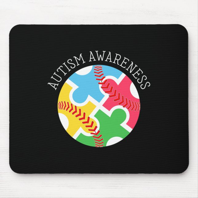 Autism Awareness Autism Support Baseball  Mouse Pad (Front)