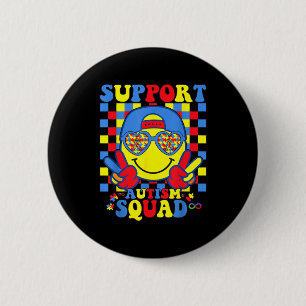 Autism awareness autism support squad family blue 6 cm round badge
