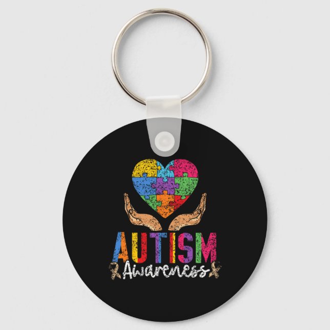 Autism Awareness Autist Autists Support Autistic A Key Ring (Front)