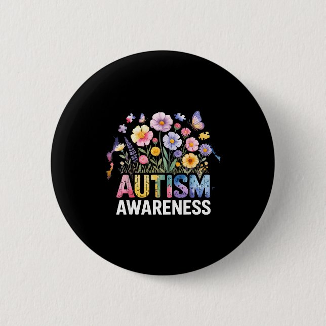 Autism awareness autistic  6 cm round badge (Front)