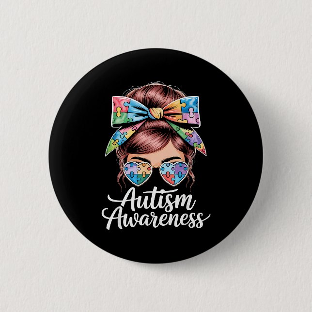 Autism awareness autistic  6 cm round badge (Front)