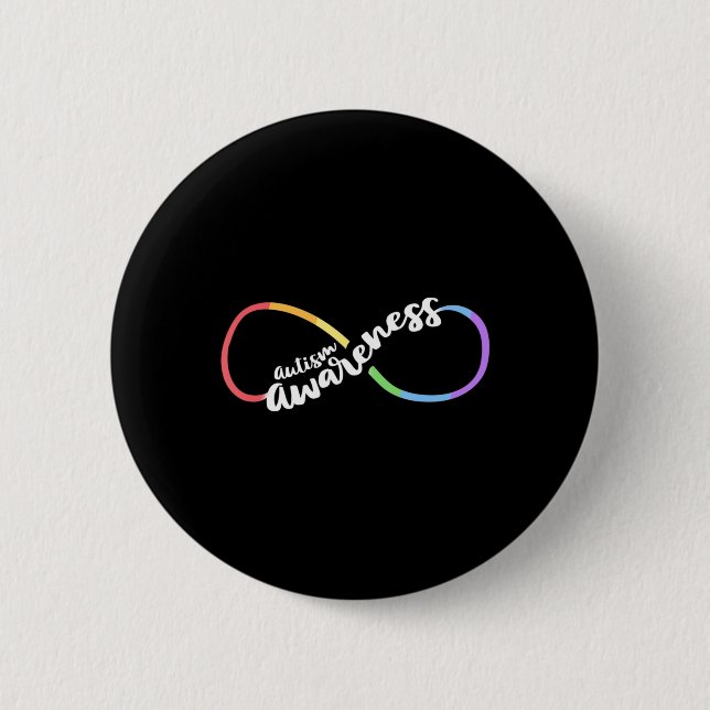 Autism Awareness Autistic Acceptance Rainbow Infin 6 Cm Round Badge (Front)