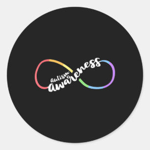 Autism Awareness Autistic Acceptance Rainbow Infin Classic Round Sticker