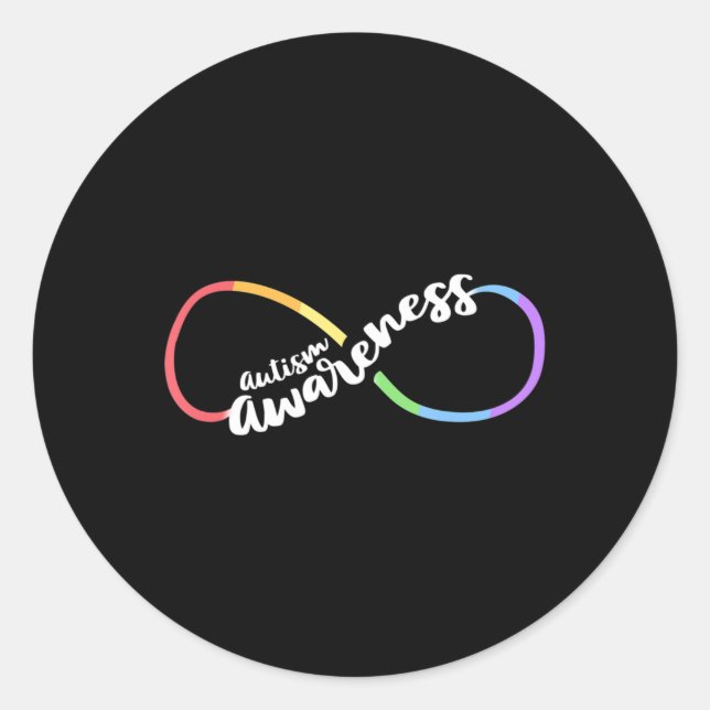 Autism Awareness Autistic Acceptance Rainbow Infin Classic Round Sticker (Front)