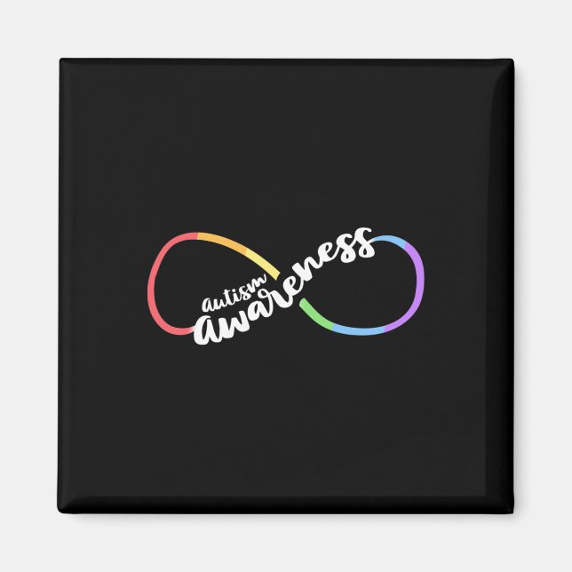 Autism Awareness Autistic Acceptance Rainbow Infin Magnet (Front)