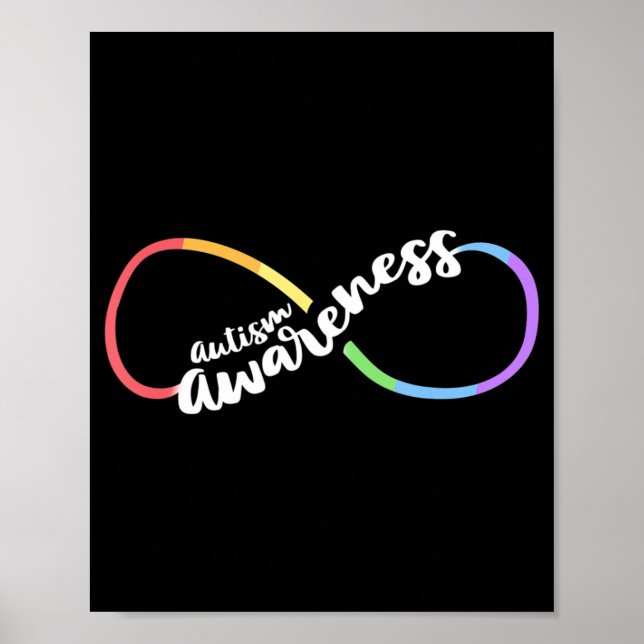 Autism Awareness Autistic Acceptance Rainbow Infin Poster (Front)